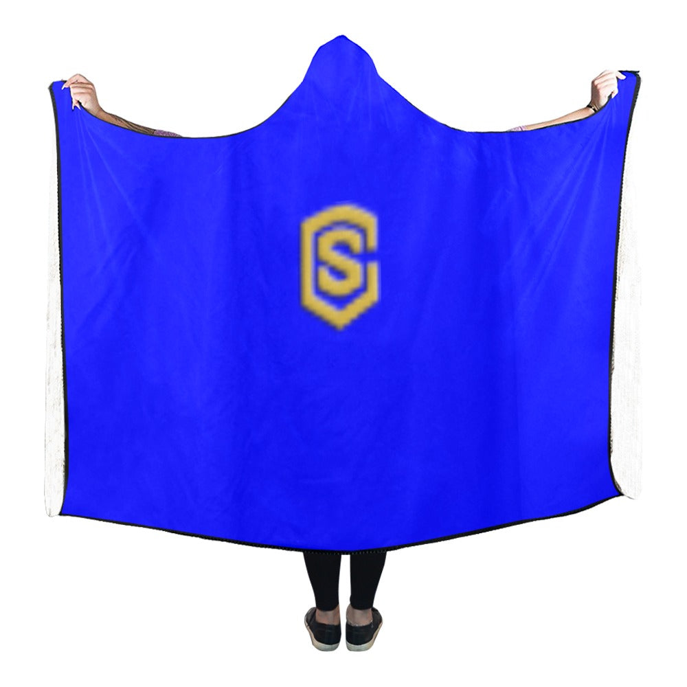 Blue Hooded Blanket 80"x56" with White Logo Hooded Blanket 80"x56"