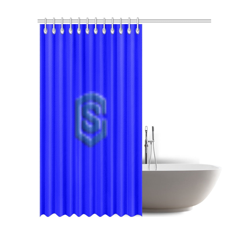 Blue Shower Curtain 69"x84" with Blue Logo Shower Curtain 69"x84"