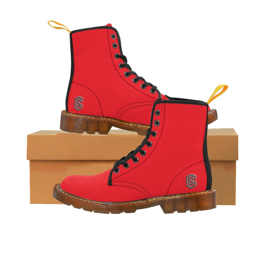 Red Men's Canvas Boots Silver Logo