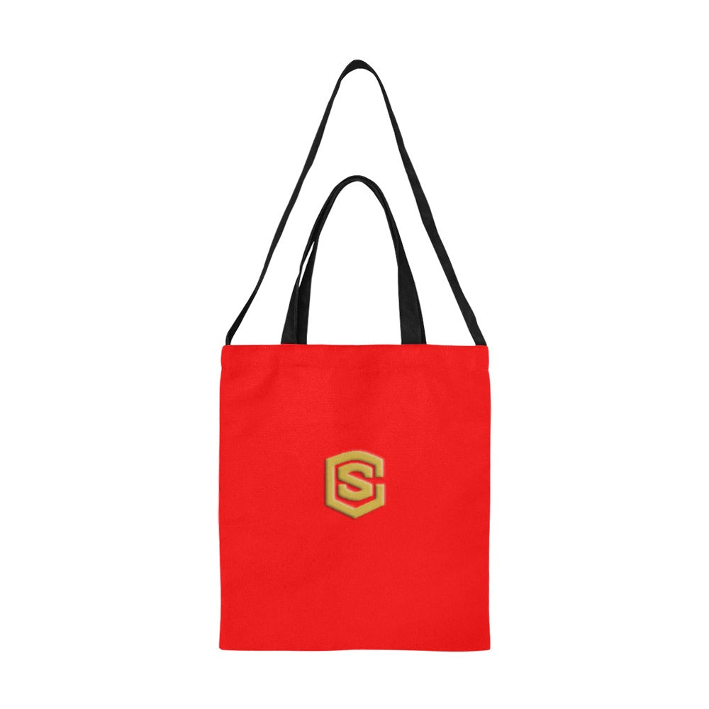 Red All Over Print Canvas Tote Bag With Gold Logo All Over Print Canvas Tote Bag(Model1698)(Medium)
