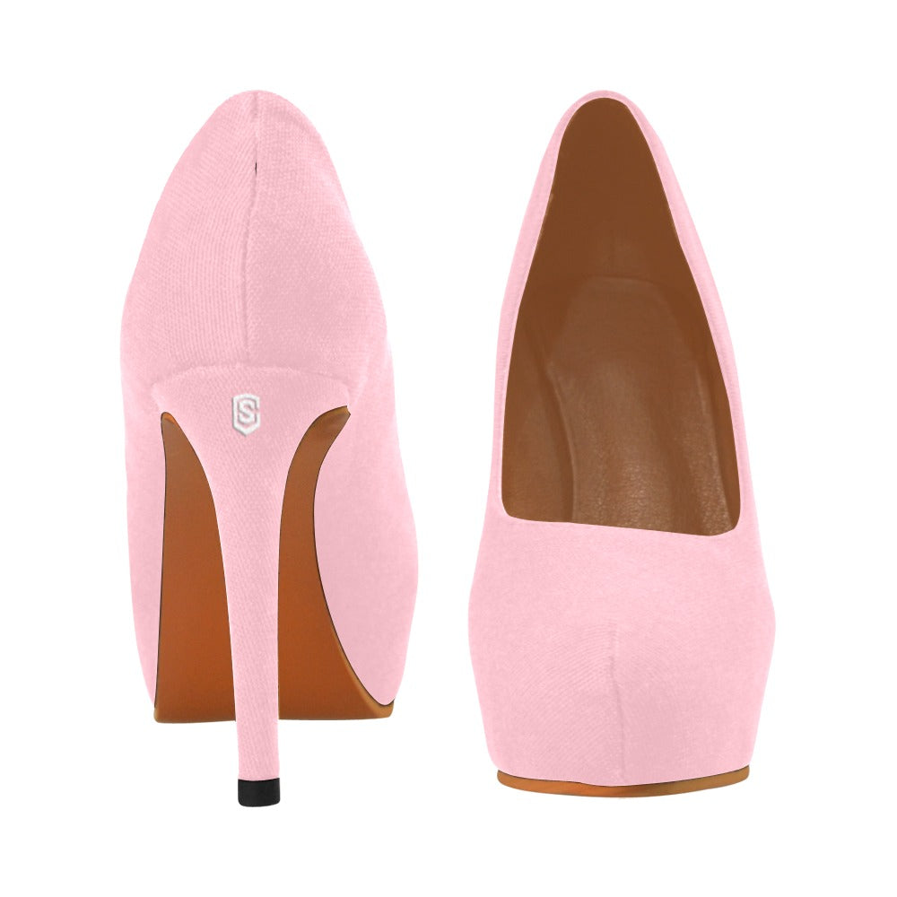 Pink Women's High Heels With White Logo Women's High Heels (Model 044)