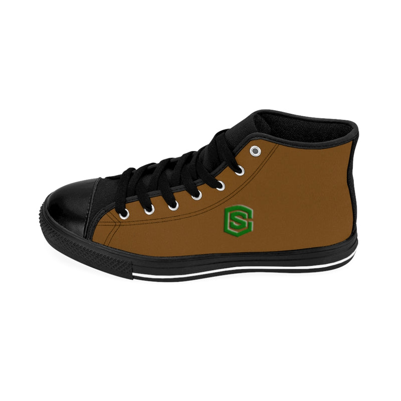 brown Men's High-top Sneakers - green logo