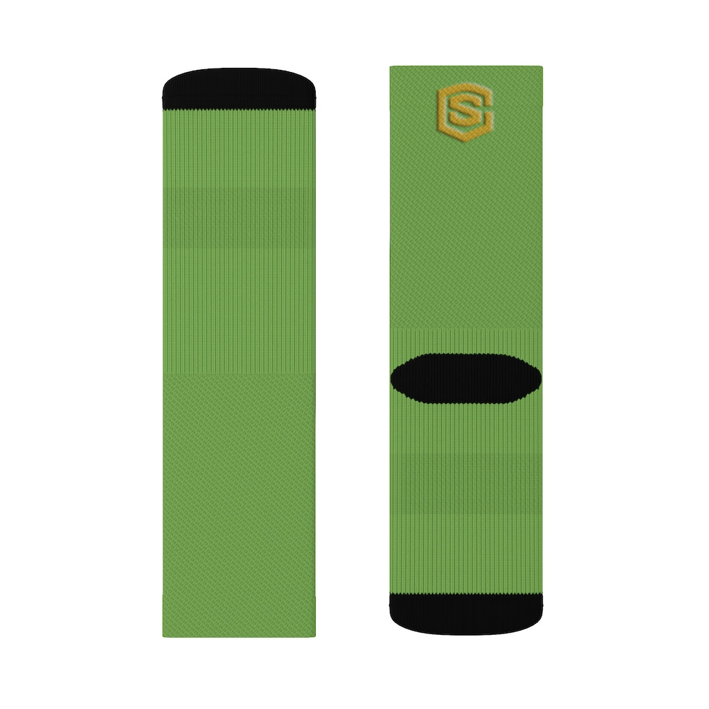 Green Sublimation Socks Gold Logo