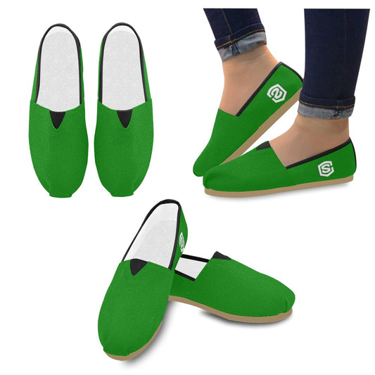 GREEN casual shoes for women WITH WHITE LOGO Casual Canvas Women's Shoes (Model 004) (Designs are mirrored)