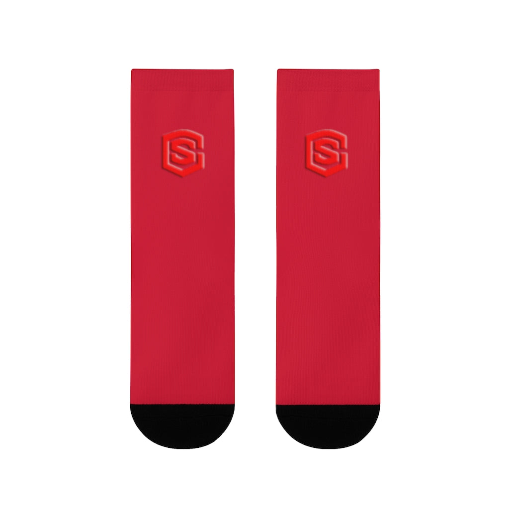 Red Sublimation Crew Socks (EU) Red Logo