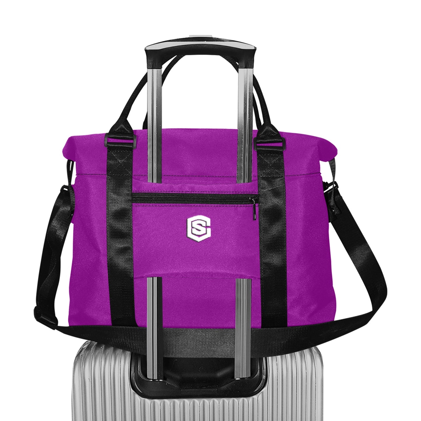 Purple Large Capacity Duffle Bag With White Logo Large Capacity Duffle Bag(Model1715)