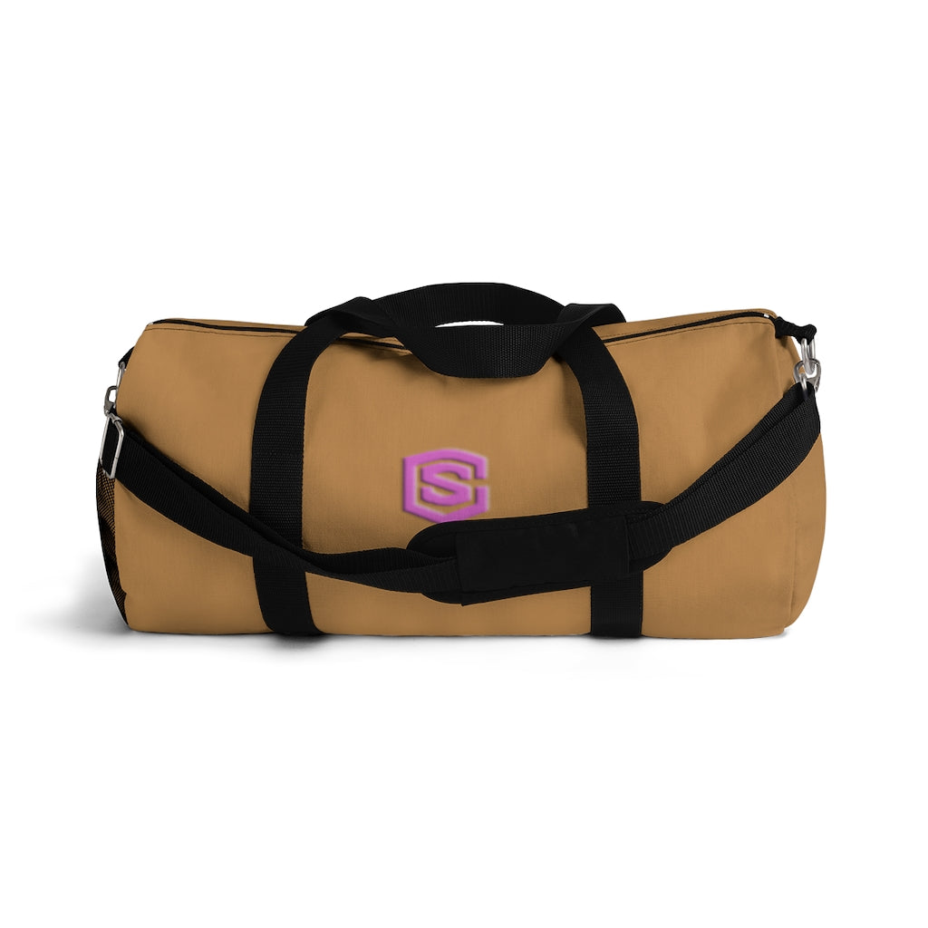 Brown Duffel Bag Pink Logo