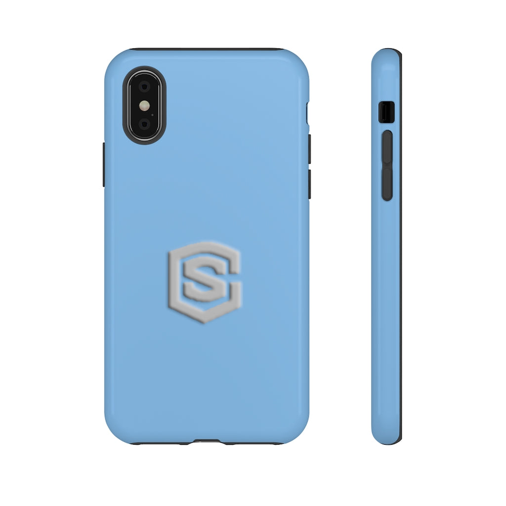 Blue Tough Cases Silver Logo