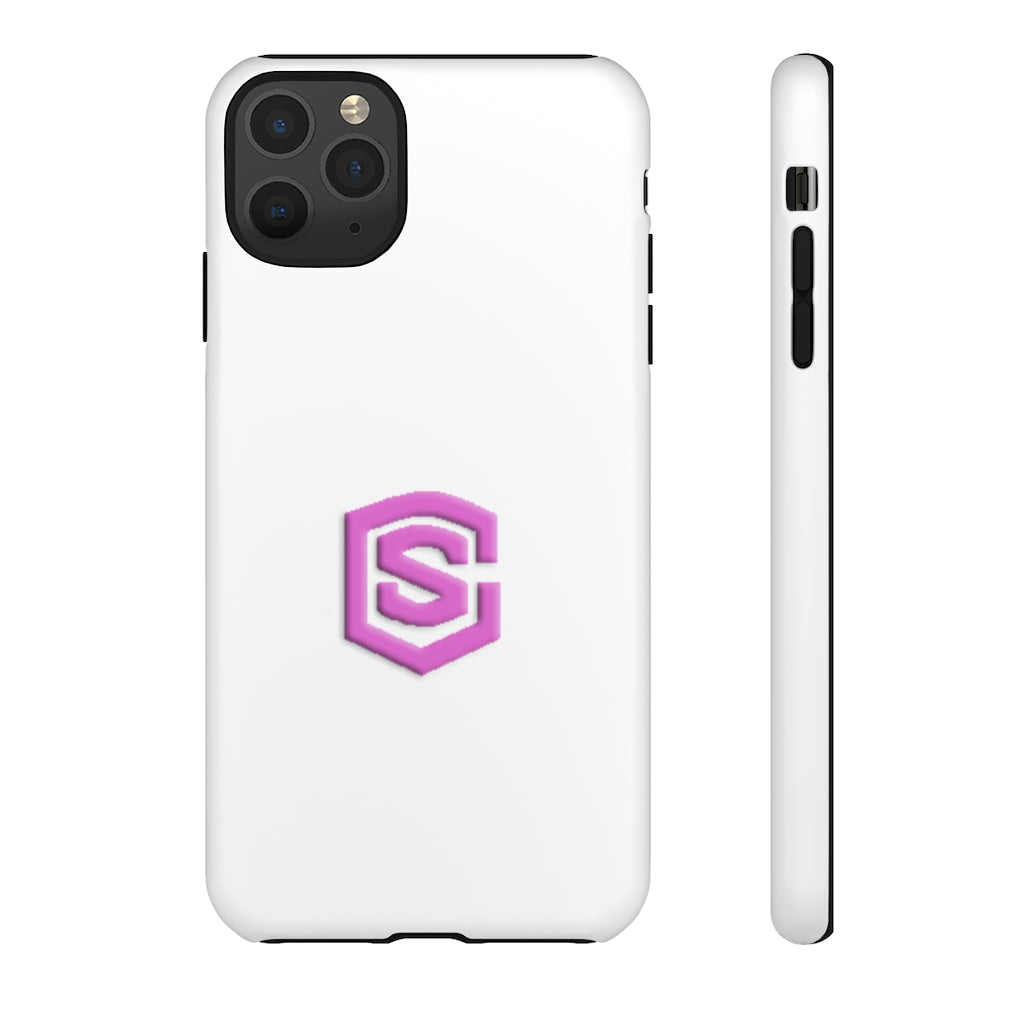 White Tough Cases Pink Logo