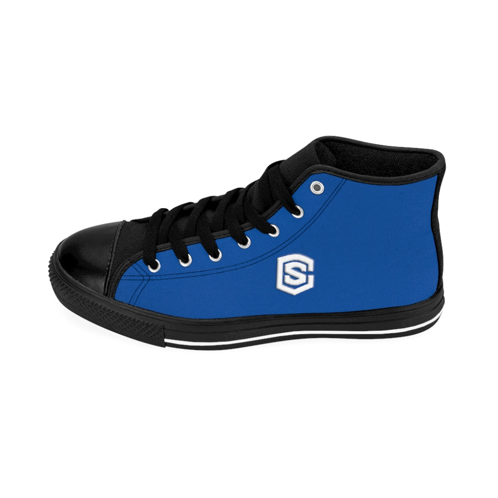 blue Men's High-top Sneakers - white logo