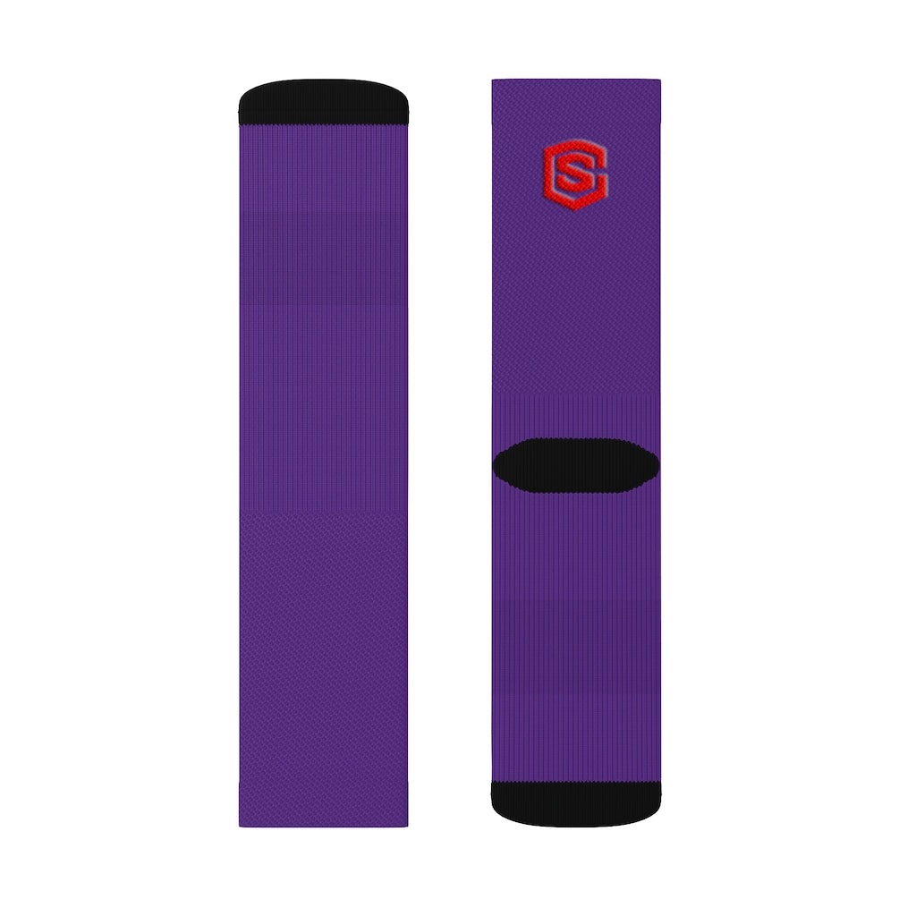 Purple Sublimation Socks Red Logo