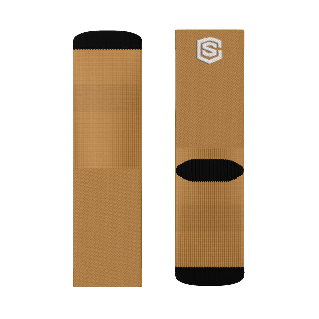 Brown Sublimation Socks White Logo