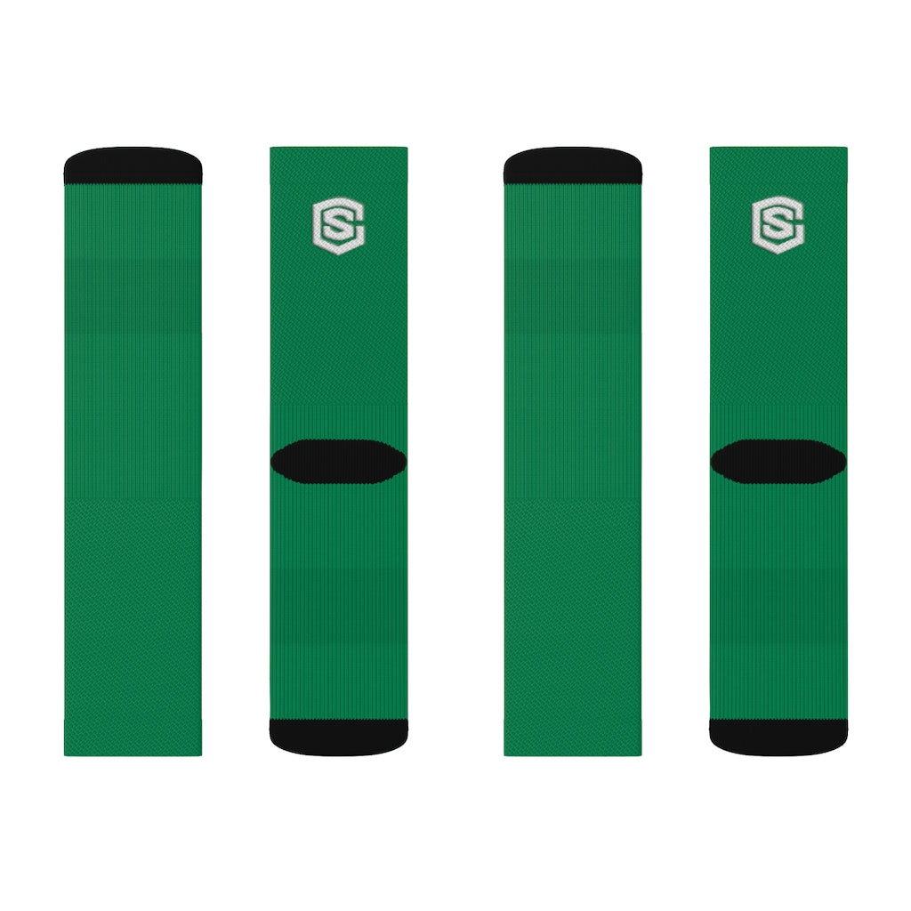 Green Sublimation Socks White Logo
