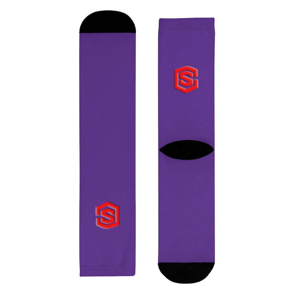 Purple Sublimation Crew Socks (EU) Red Logo