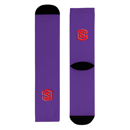 Purple Sublimation Crew Socks (EU) Red Logo