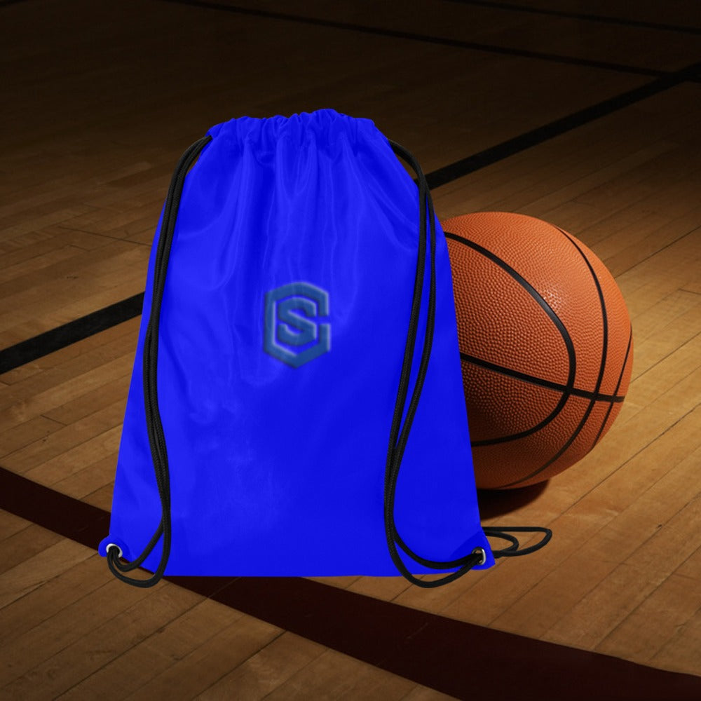 Blue Drawstring Bags Large With Blue Logo Drawstring Bags (Model 1604) (Large)