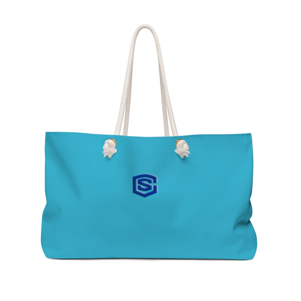 Blue Weekender Bag Red Logo