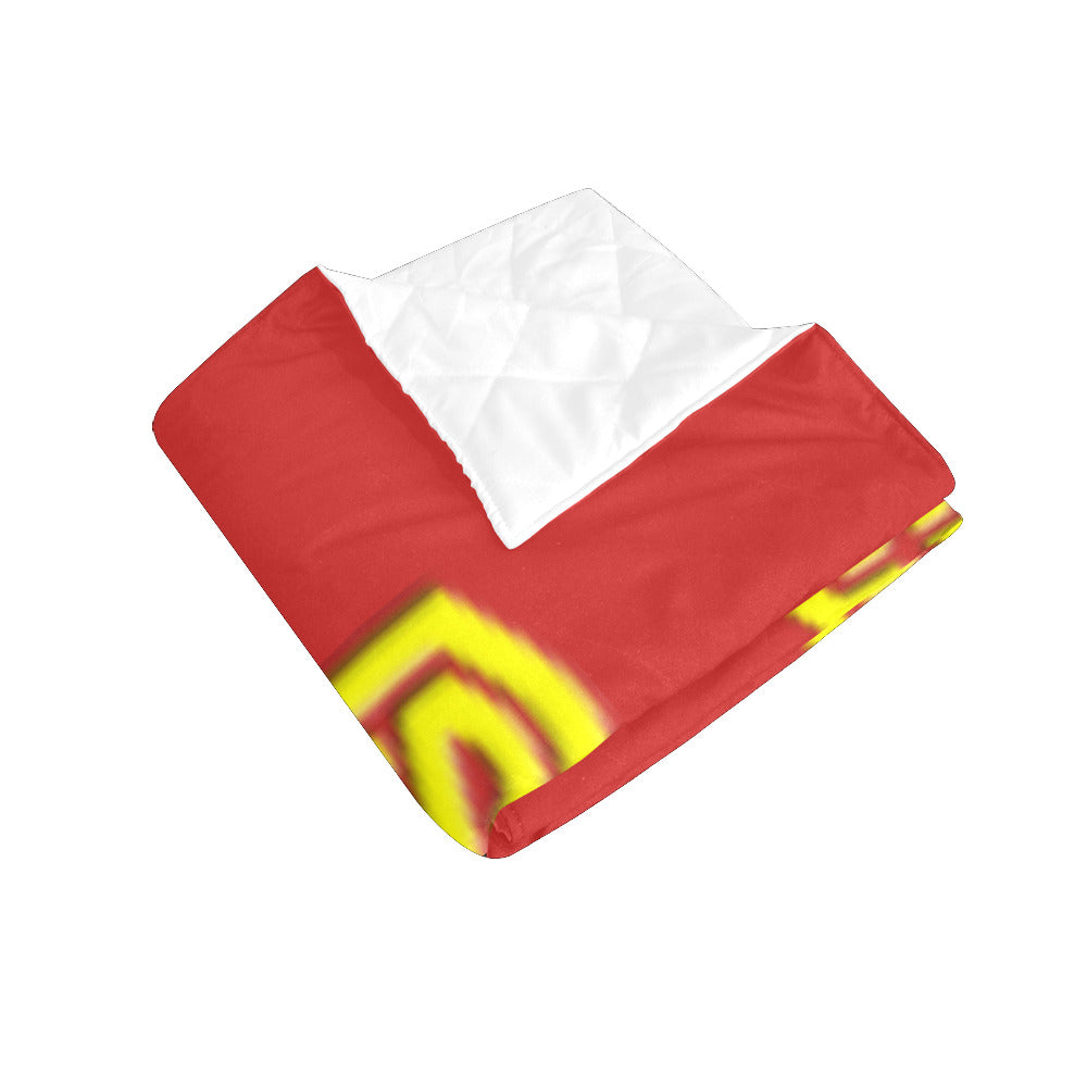 Red Custom Quilt Yellow Logo Custom Quilt 50" x 60"