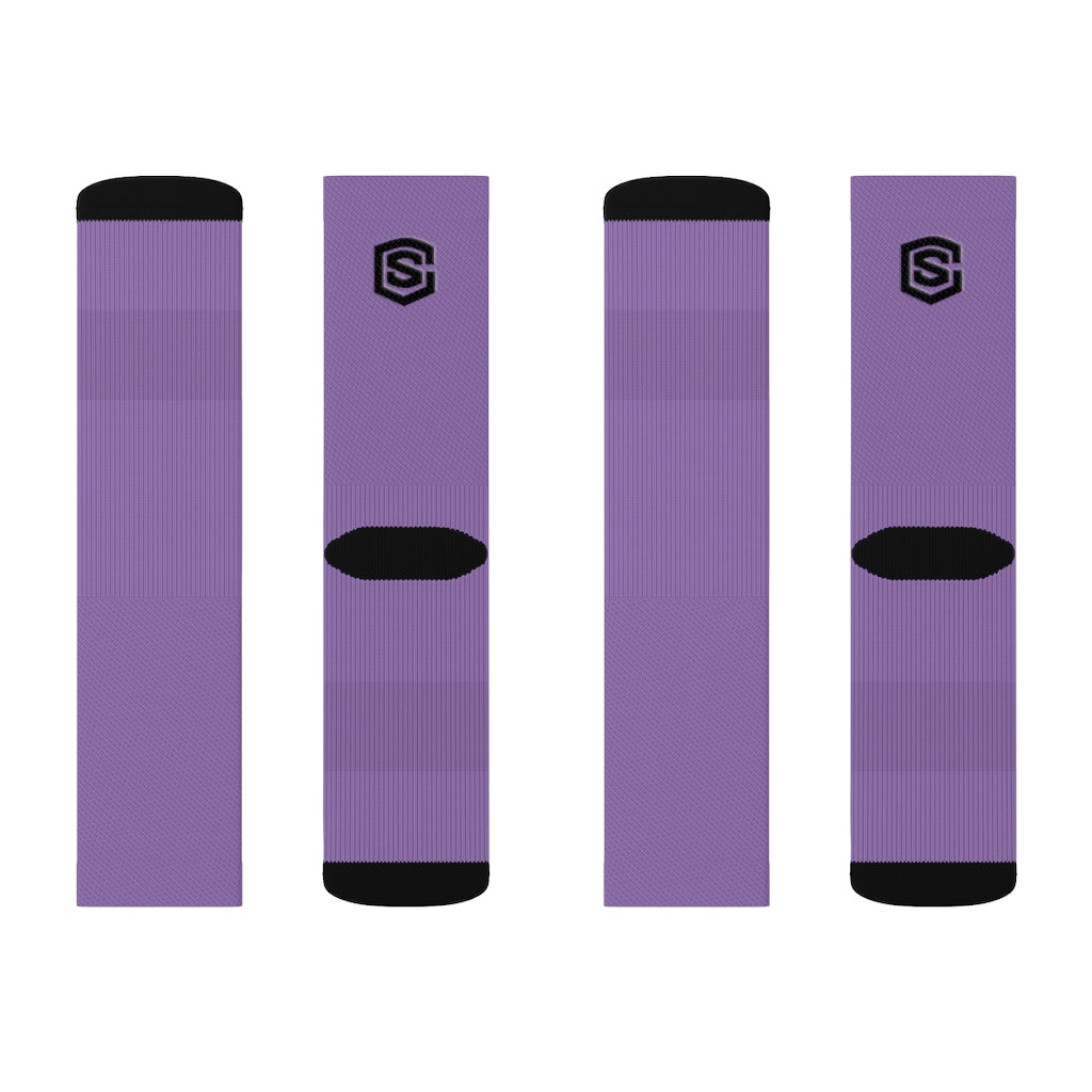 Light Purple Sublimation Socks Black Logo
