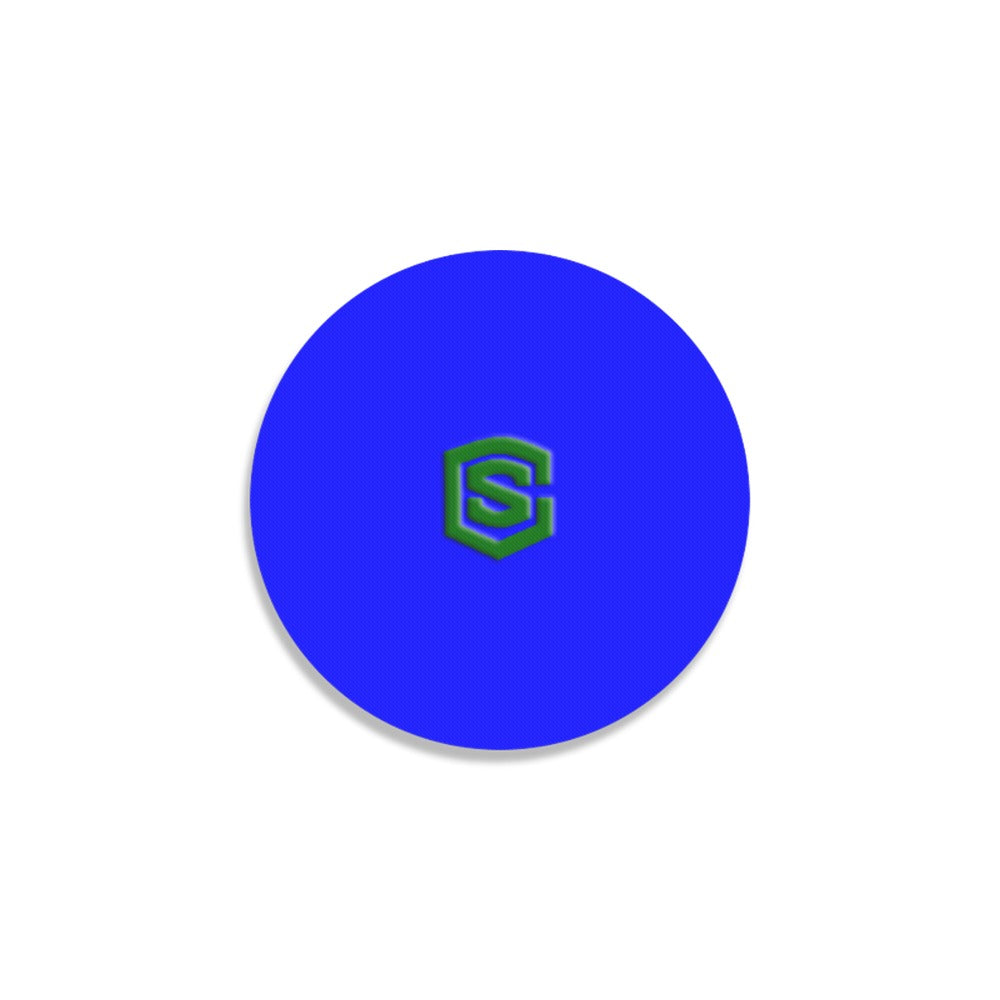 Blue Round Coaster with Green Logo Round Coaster
