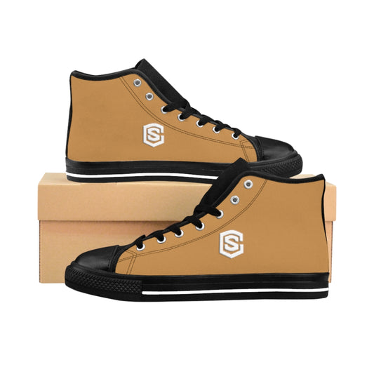 brown Men's High-top Sneakers - white logo