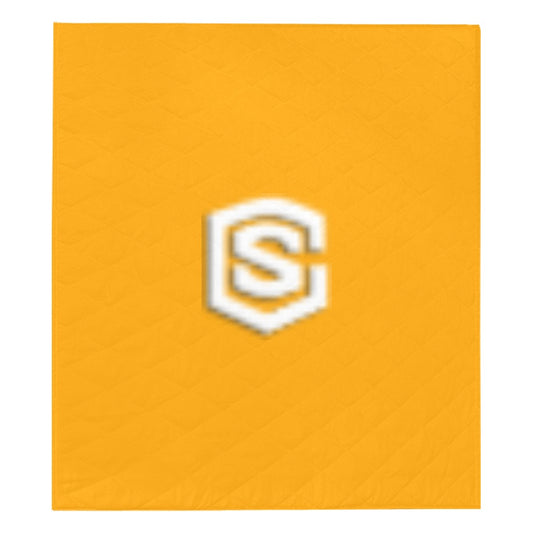 Orange  Quilt with White Logo Custom Quilt  70" x 80"