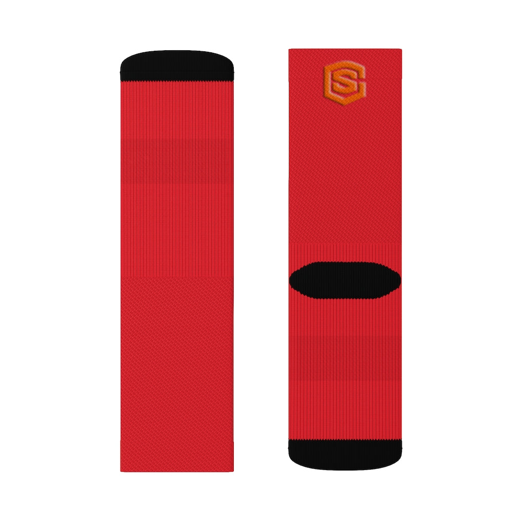 Red Sublimation Socks Orange Logo