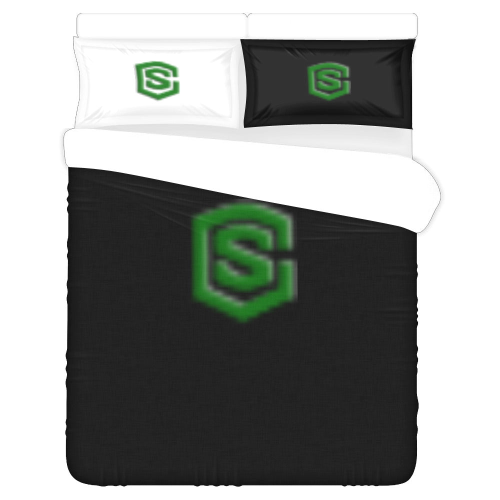 White Duvet Cover Yellow Logo 3-Piece Bedding Set (1 Duvet Cover 86"x70"; 2 Pillowcases 20"x30")(One Side)