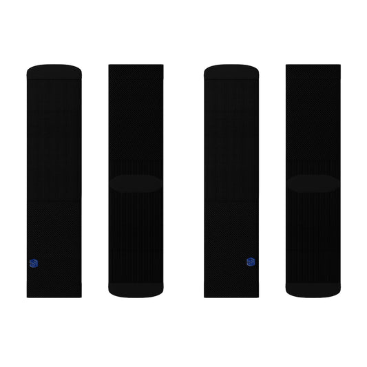 Black Sublimation Socks with Blue Logo