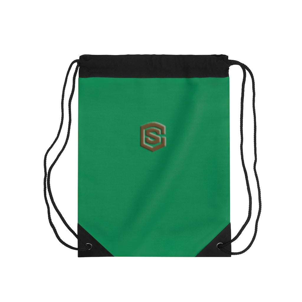 Green Drawstring Bag Brown logo
