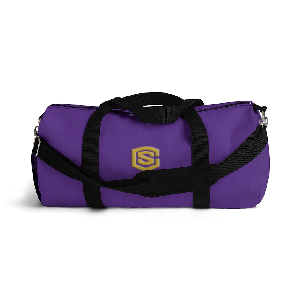 Purple Duffel Bag Gold Logo