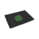 Black Door Mat with Green Logo Doormat 24" x 16" (Sponge Material)