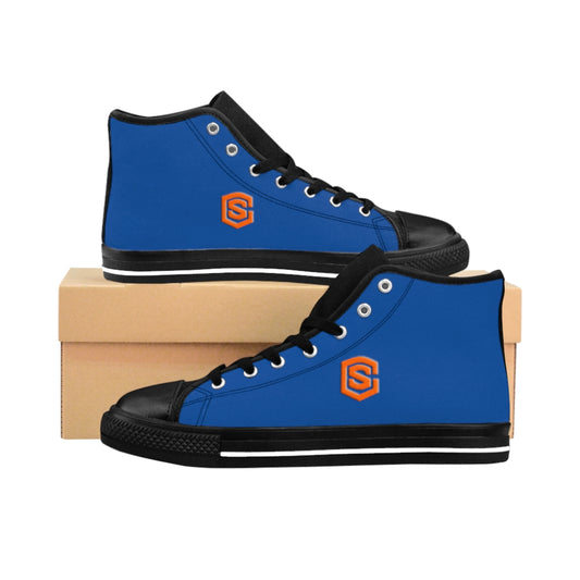 blue Men's High-top Sneakers - orange logo