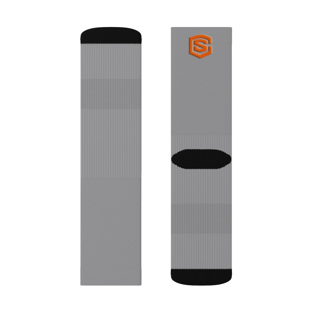 Grey Sublimation Socks Orange Logo