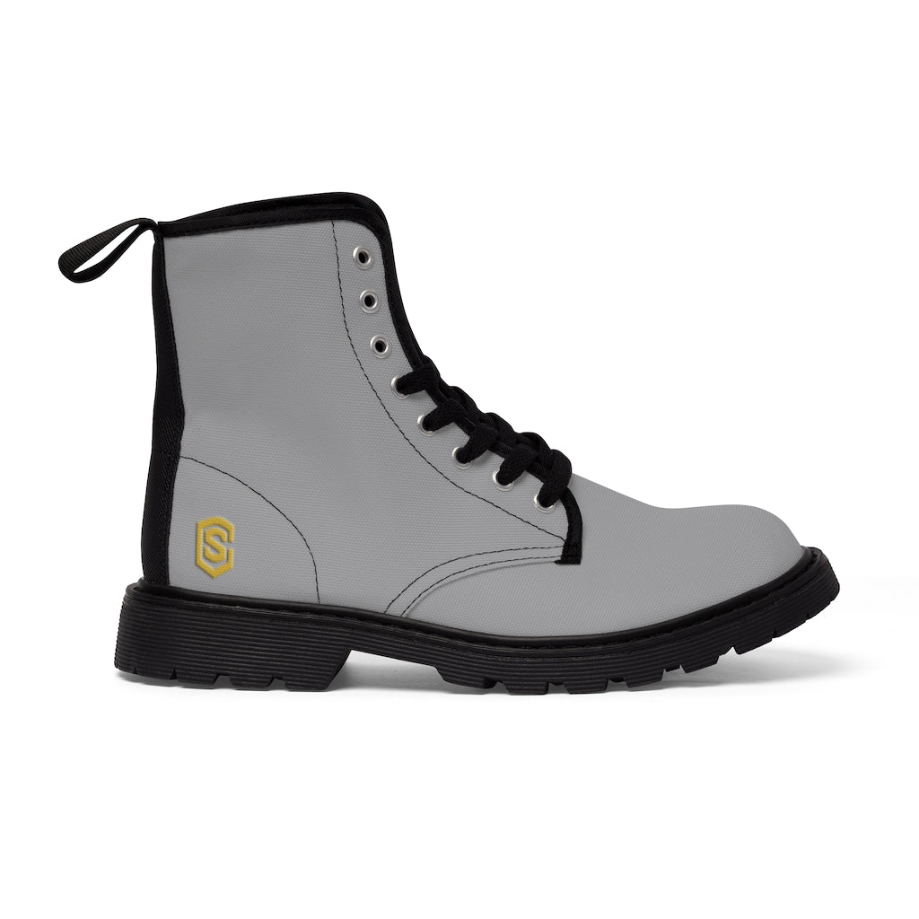Grey Men's Canvas Boots Gold Logo