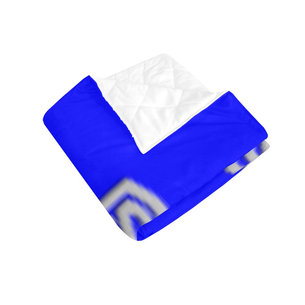 Blue  Quilt with Silver Logo Custom Quilt  70" x 80"