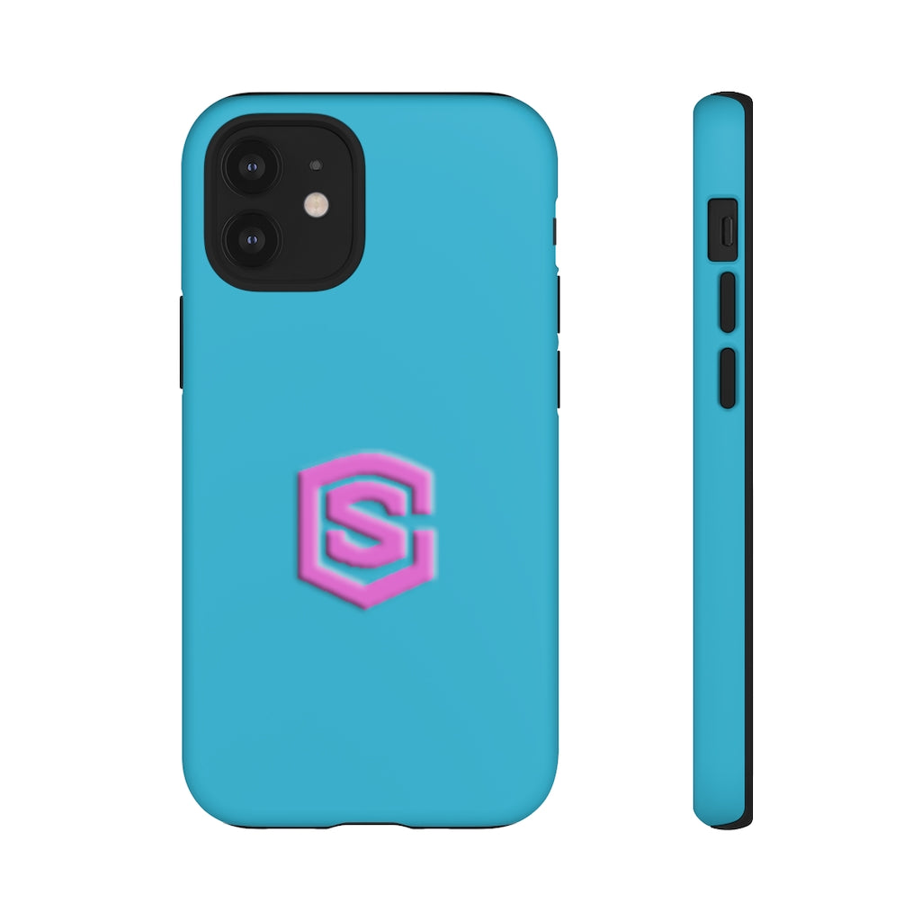 Blue Tough Cases Pink Logo
