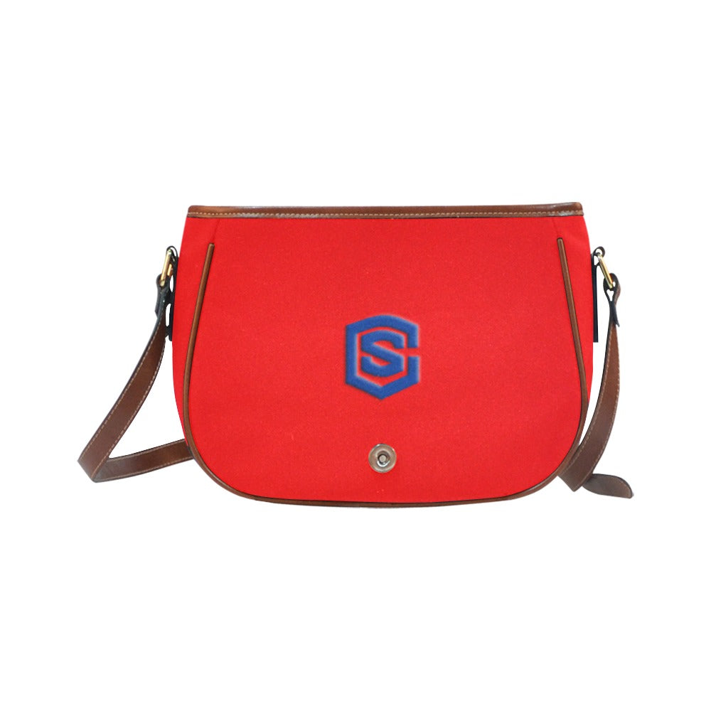 RED Saddle Bag WITH BLUE LOGO Saddle Bag (Model 1649) (Small)