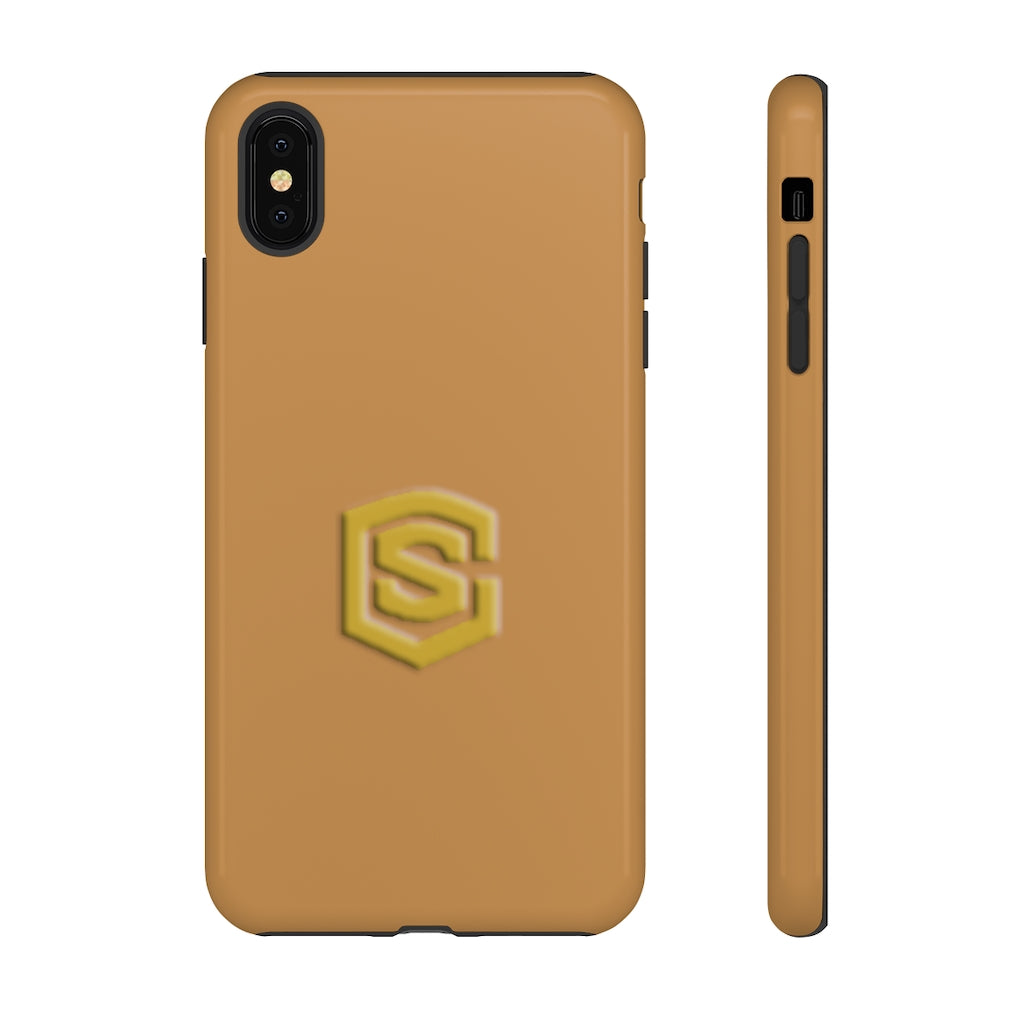 Light Brown Tough Cases Gold Logo