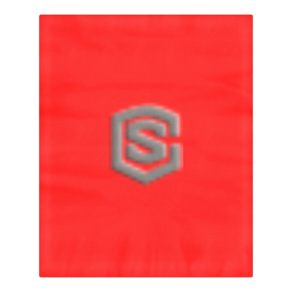 Red 3-Piece Bedding Set (1 Duvet Cover 86"x70"; 2 Pillowcases 20"x30")(One Side) wtih Gray Logo 3-Piece Bedding Set (1 Duvet Cover 86"x70"; 2 Pillowcases 20"x30")(One Side)