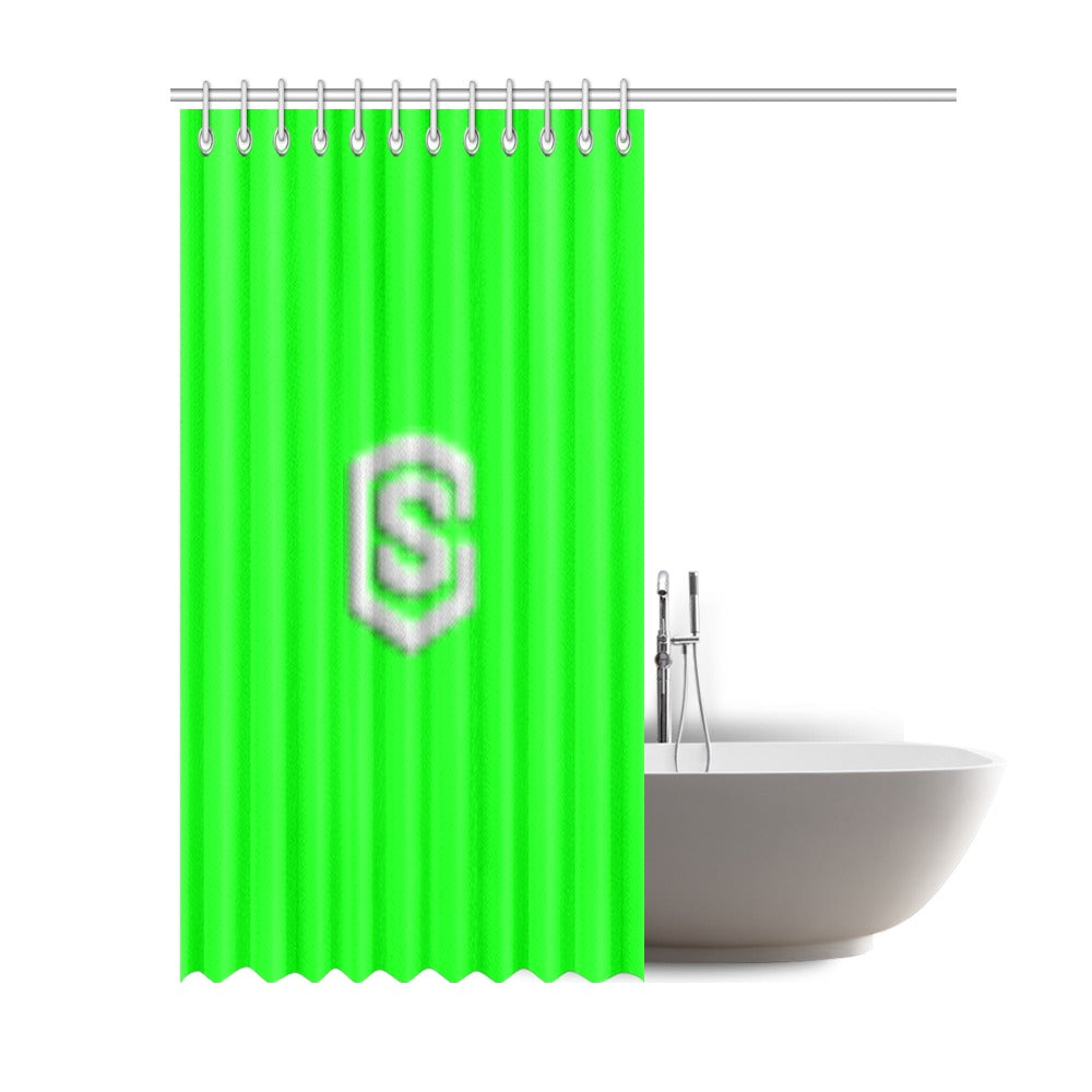 Green Shower Curtain 69"x84" with Silver Logo Shower Curtain 69"x84"
