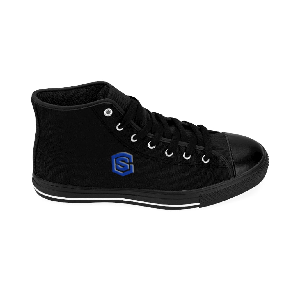 black Men's High-top Sneakers - blue logo