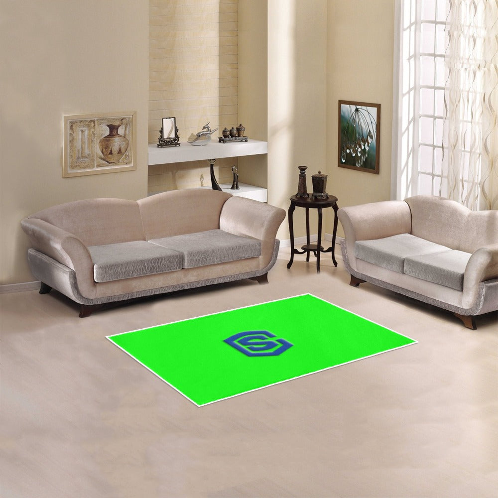 Green Area Rug 2.6' x 1.7' with Blue Logo Area Rug 2.6' x 1.7'