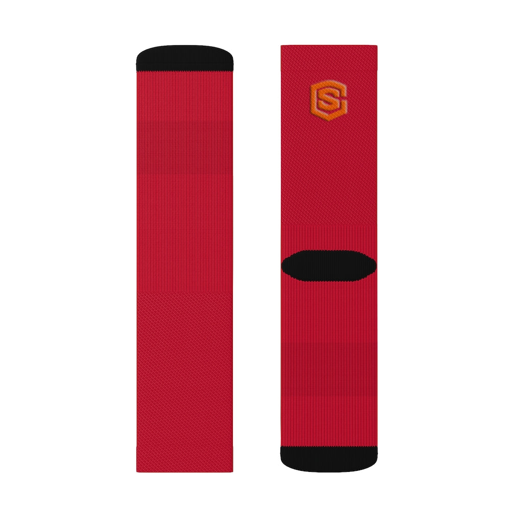 Red Sublimation Socks Orange Logo