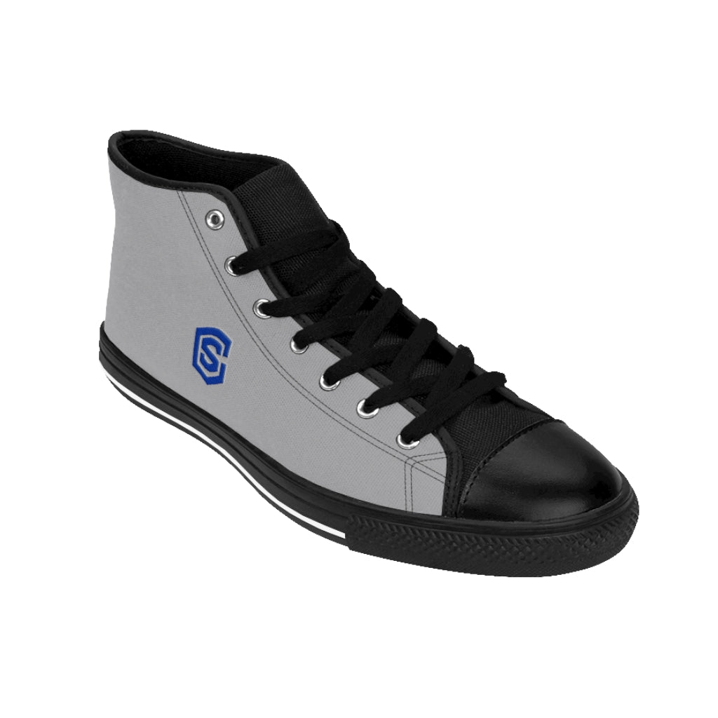 grey Men's High-top Sneakers - blue logo