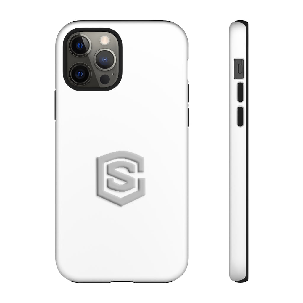 White Tough Cases Silver Logo