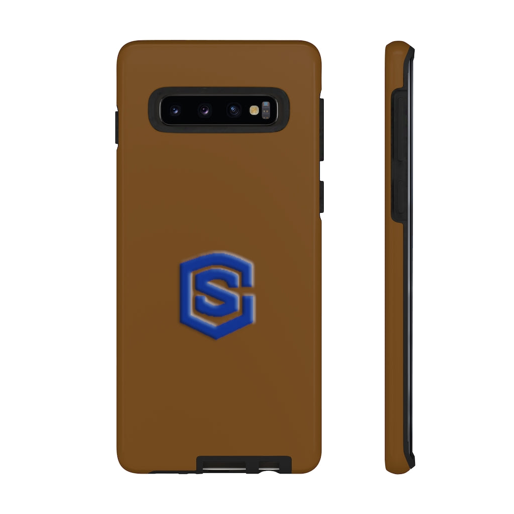 Brown Tough Cases Blue Logo