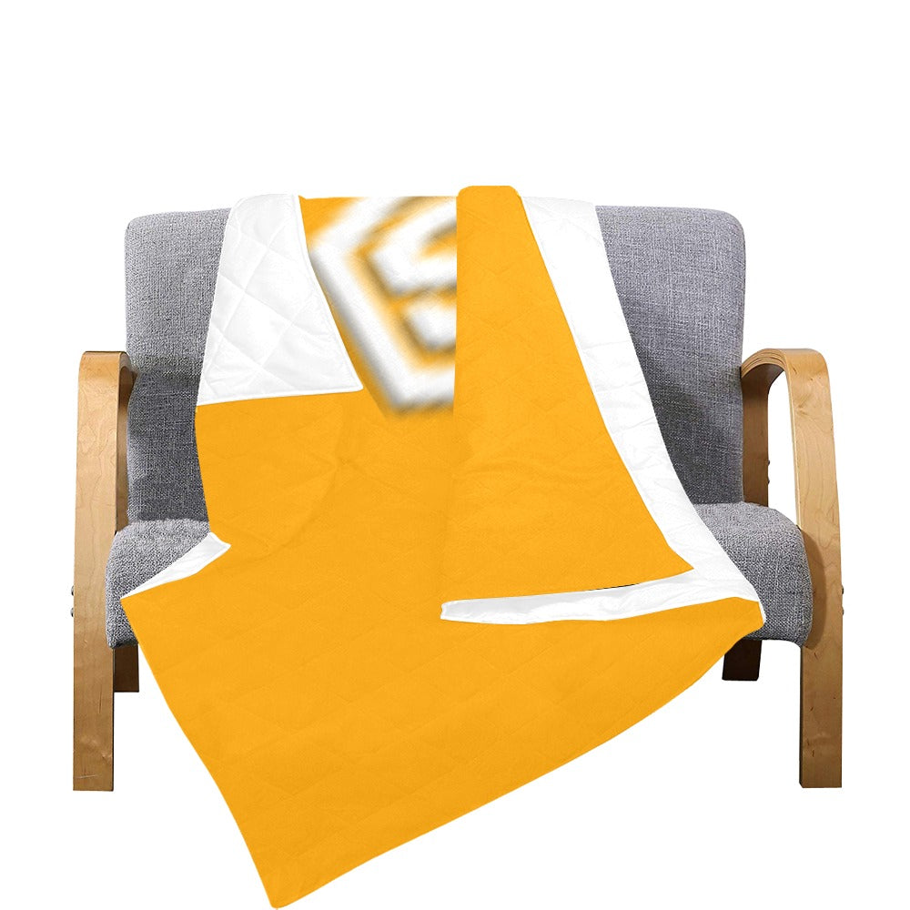 Orange  Quilt with White Logo Custom Quilt  70" x 80"