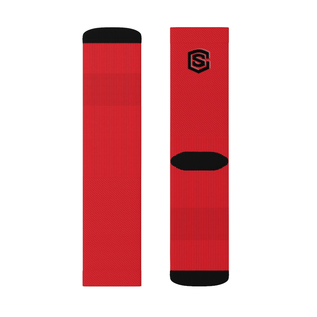 Red Sublimation Socks Black Logo