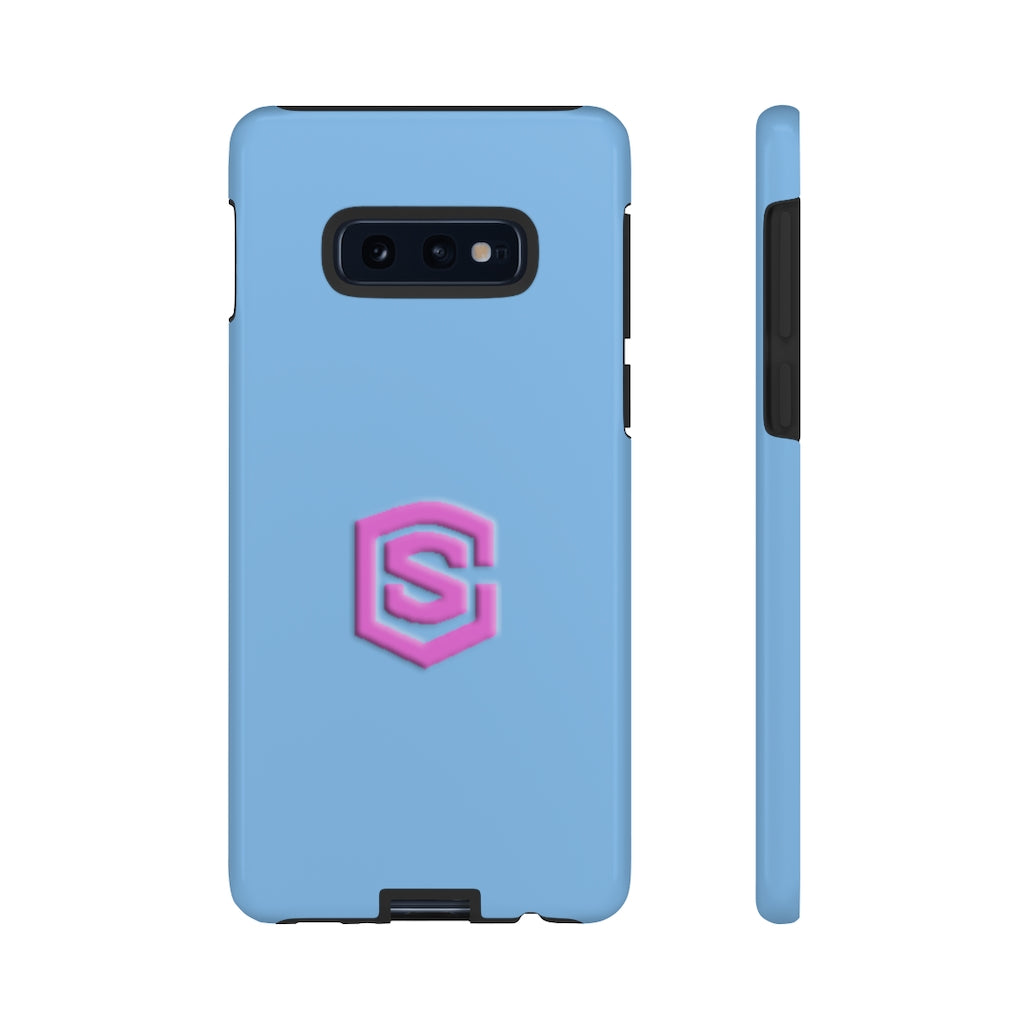 Blue Tough Cases Pink Logo